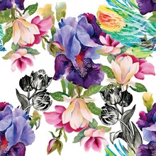 Colorful Floral with Black and White Rice Decoupage Paper